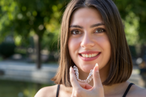 an Invisalign patient smiling confidently